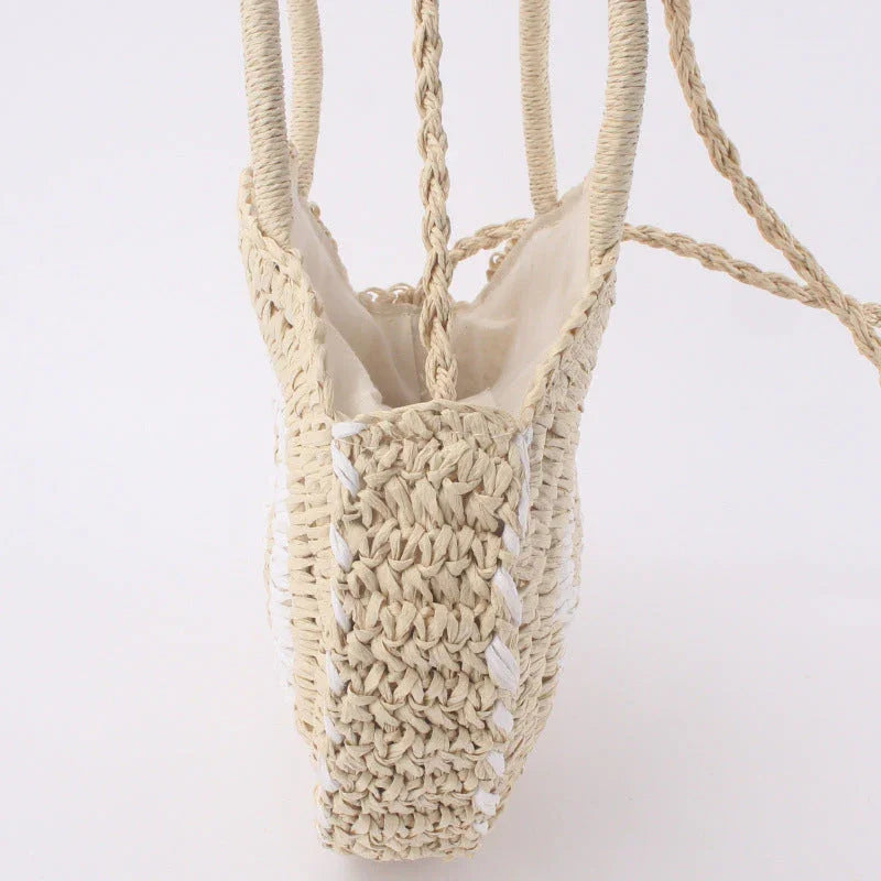 Beach Braided Bag Round Tote Shoulder - VAleG