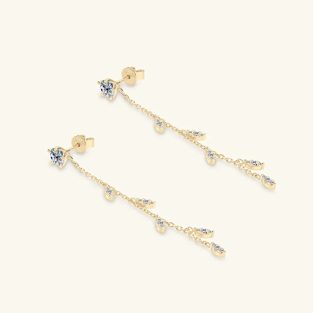 1.38 Carat Moissanite 925 Sterling Silver Leaf Earrings - VAleG