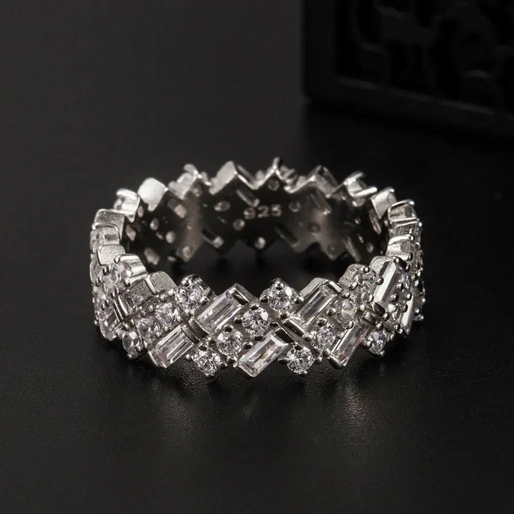 Inlaid Zircon 925 Sterling Silver Ring - VAleG