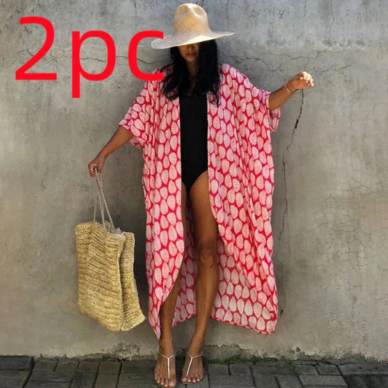 Polyester Ladies Sun Protection Resort Beach Dress Cover Up - VAleG
