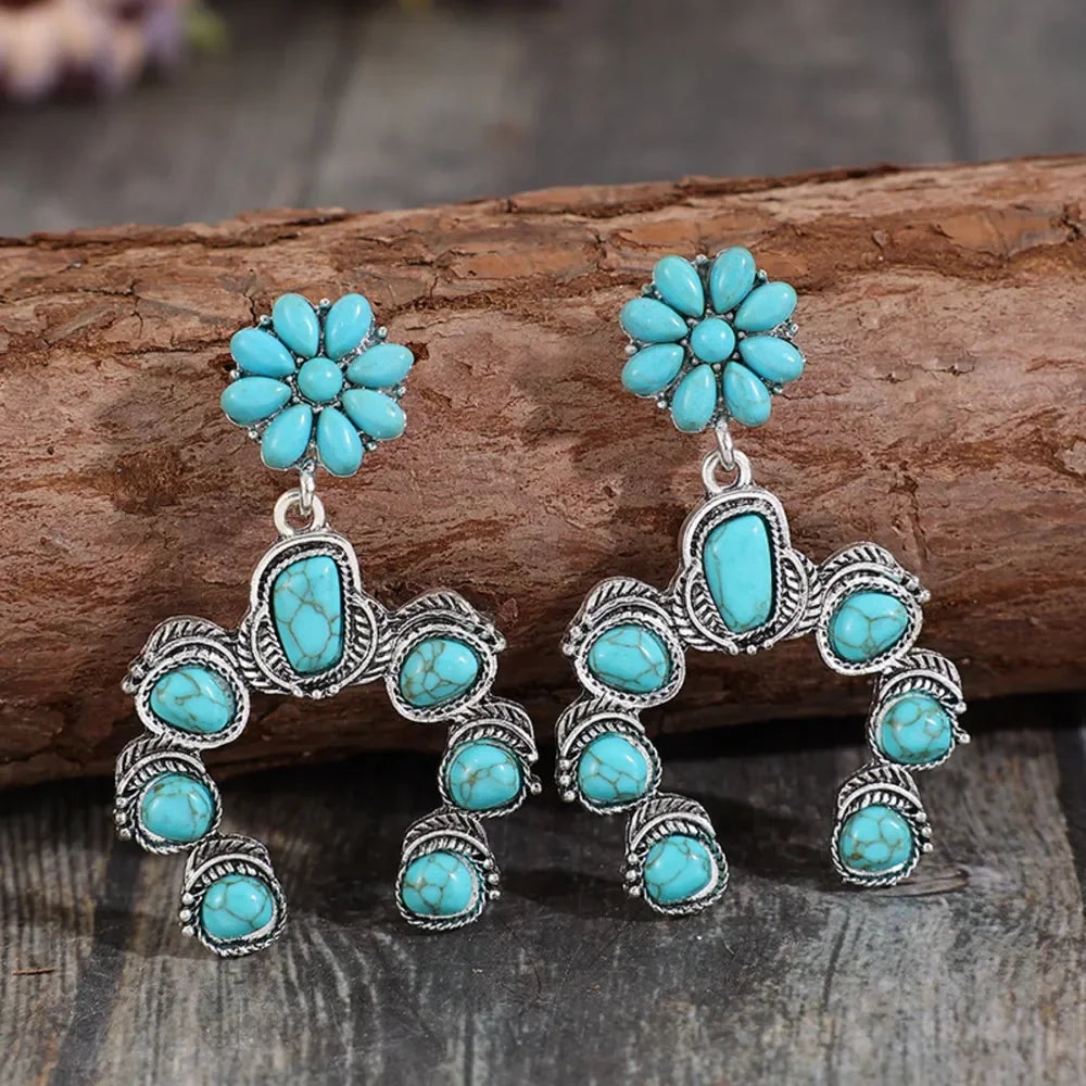 Artificial Turquoise Alloy Dangle Earrings - VAleG