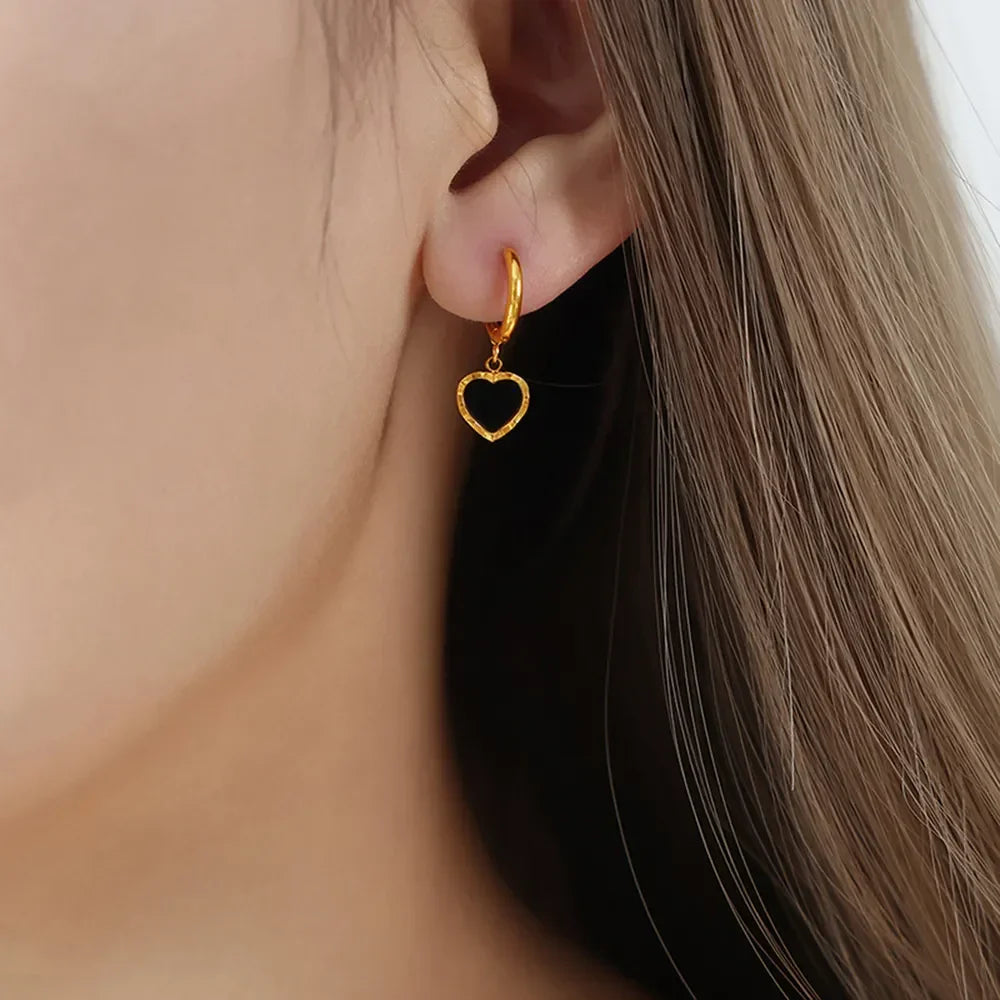 18K Gold-Plated Heart Drop Earrings - VAleG