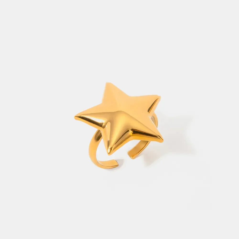 18K Gold-Plated Stainless Steel Star Ring - VAleG