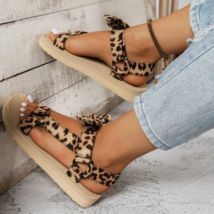 Beach Velcro Bow Plus Size Sandals - VAleG