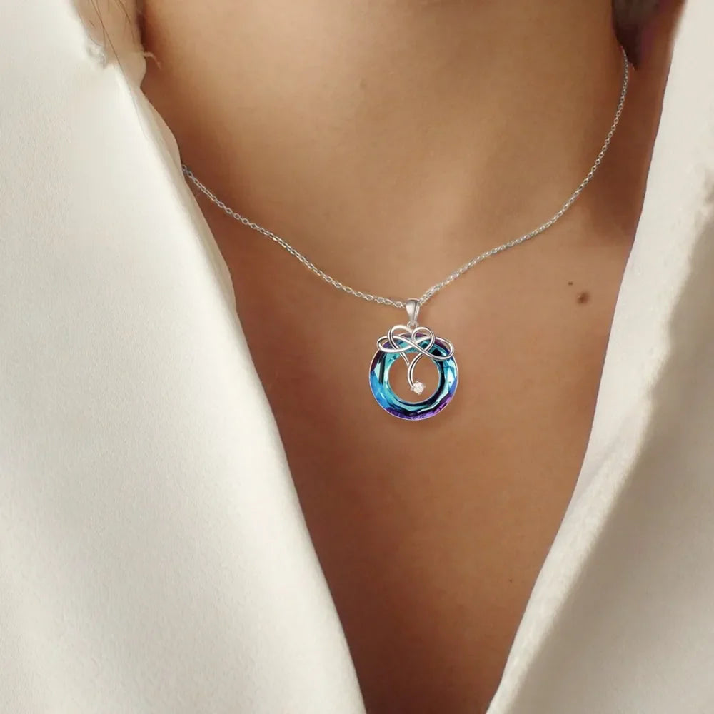 925 Sterling Silver Natural Crystal Pendant Necklace - VAleG