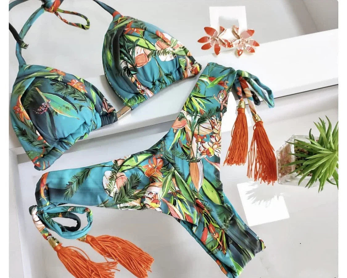 Women's Beach Split Printed Swimsuit - VAleG