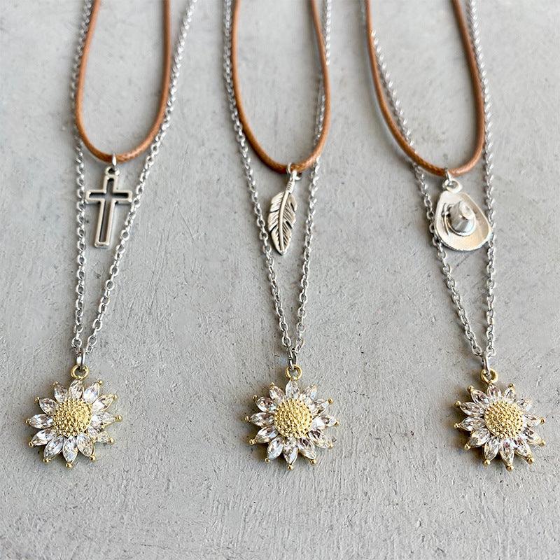 Sunflower Pendant Necklace Set - VAleG