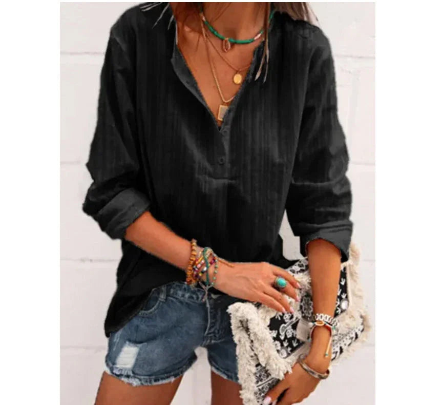 Cotton And Linen Top Loose Casual Shirt - VAleG