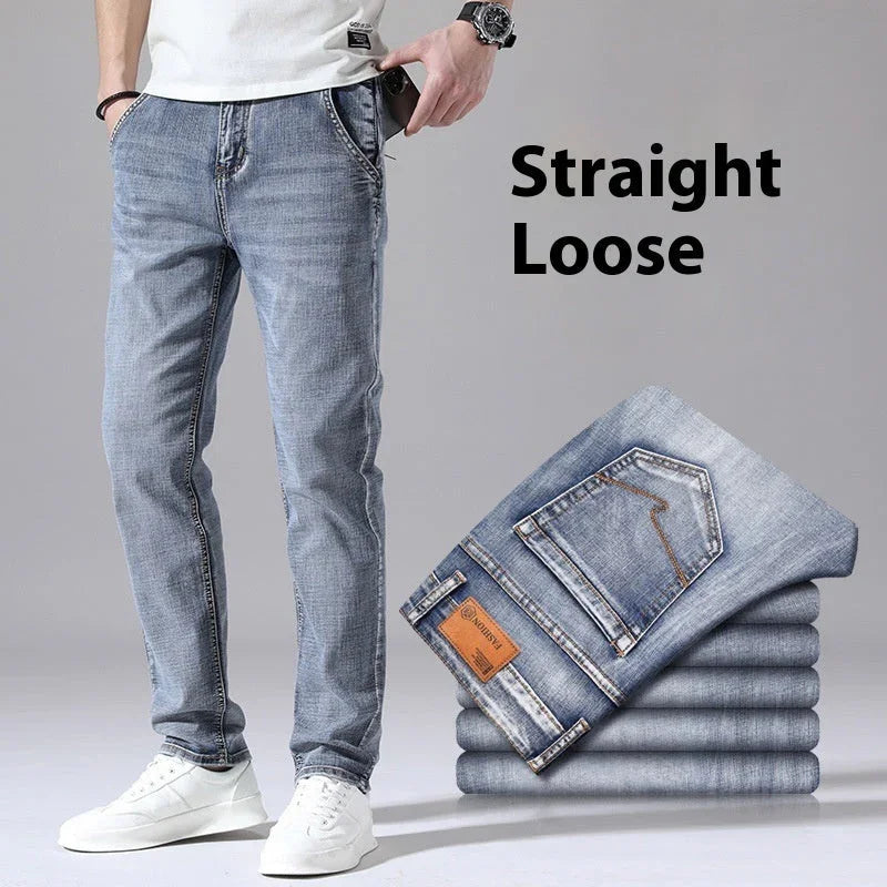 Retro Thin Jeans Straight Loose Casual Trousers Men - VAleG