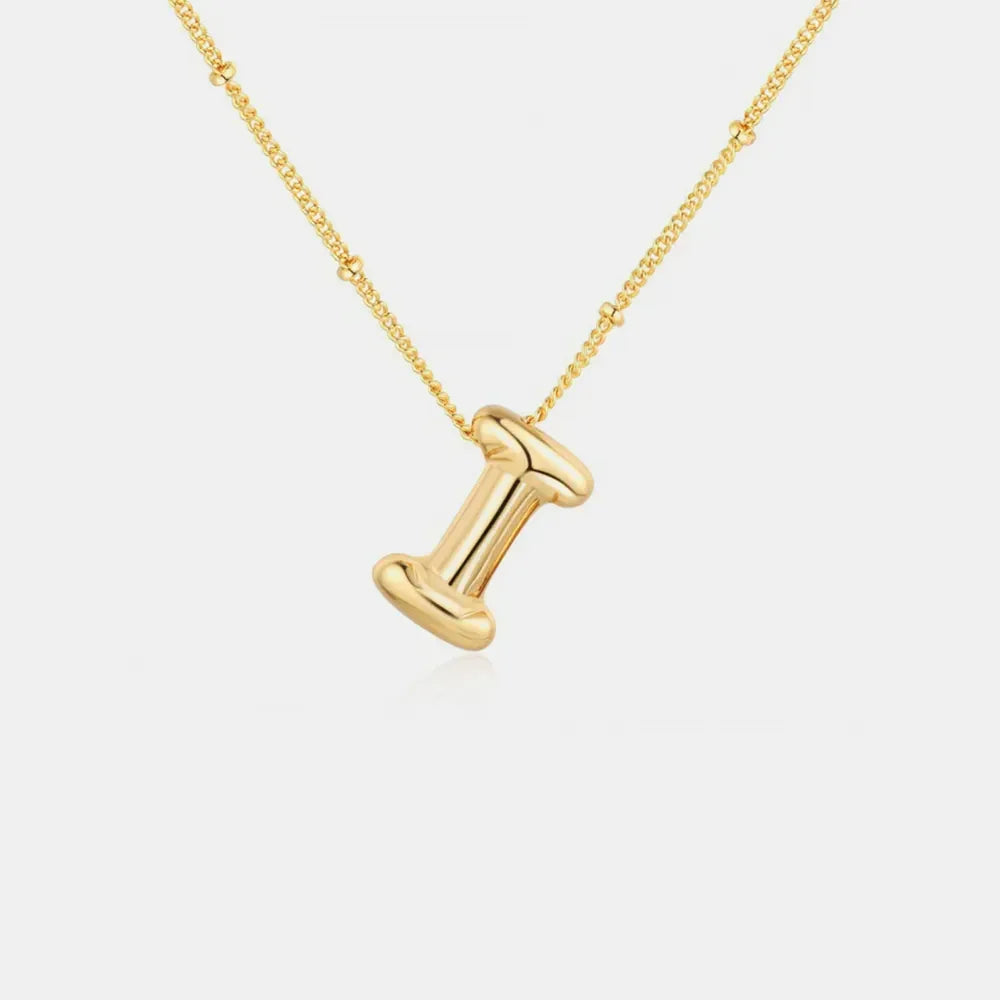 Gold-Plated Bubble Initial Necklace - VAleG