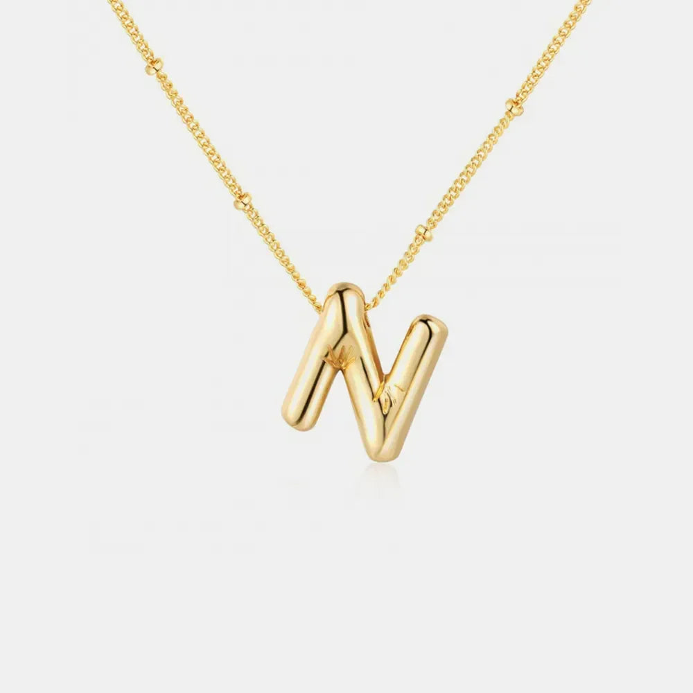 Gold-Plated Bubble Initial Necklace - VAleG