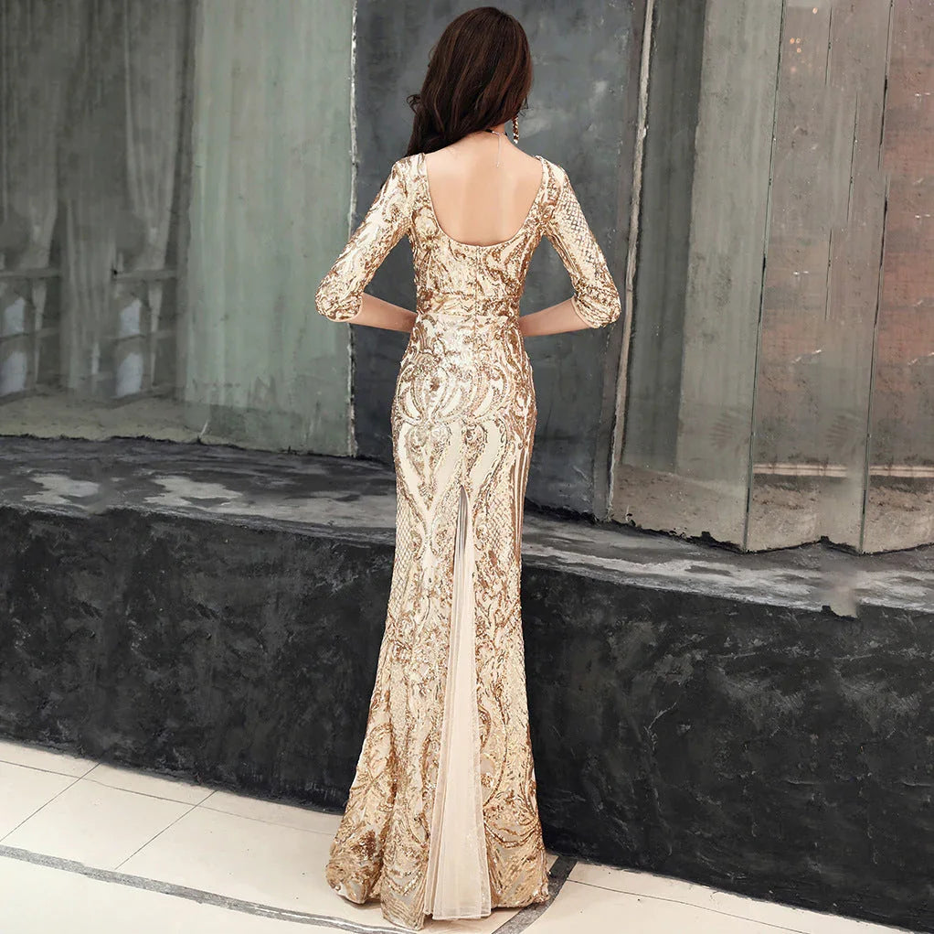 Sexy fishtail dress in sequined evening dress - VAleG