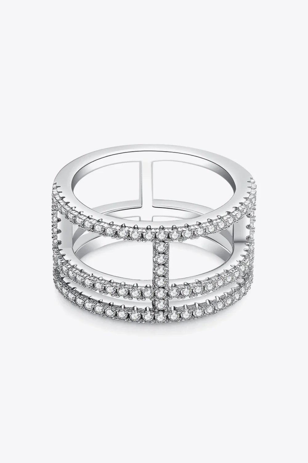 Adored Moissanite Cutout Wide Ring - VAleG
