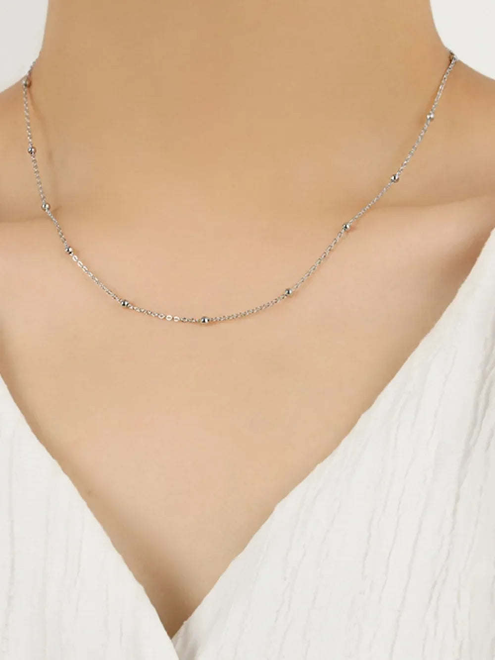 925 Sterling Silver Beaded Necklace - VAleG