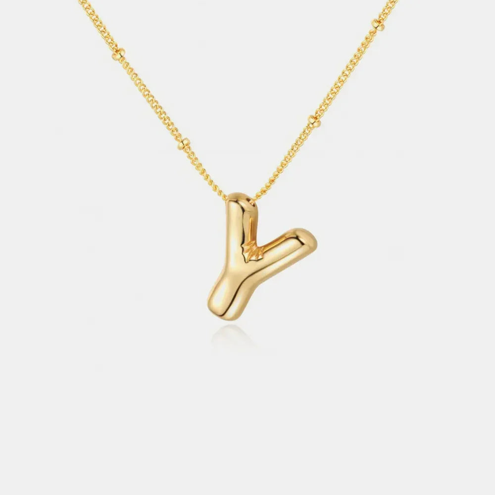 Gold-Plated Bubble Initial Necklace - VAleG