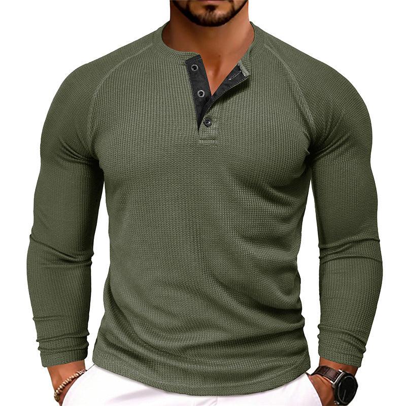 Men's Round Neck Waffle Casual T-shirt - VAleG