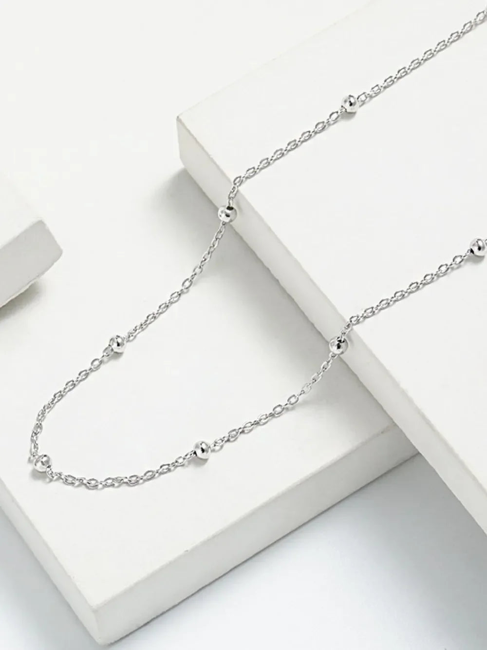 925 Sterling Silver Beaded Necklace - VAleG