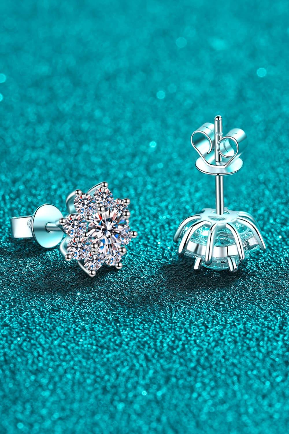 1 Carat Moissanite 925 Sterling Silver Flower Earrings - VAleG