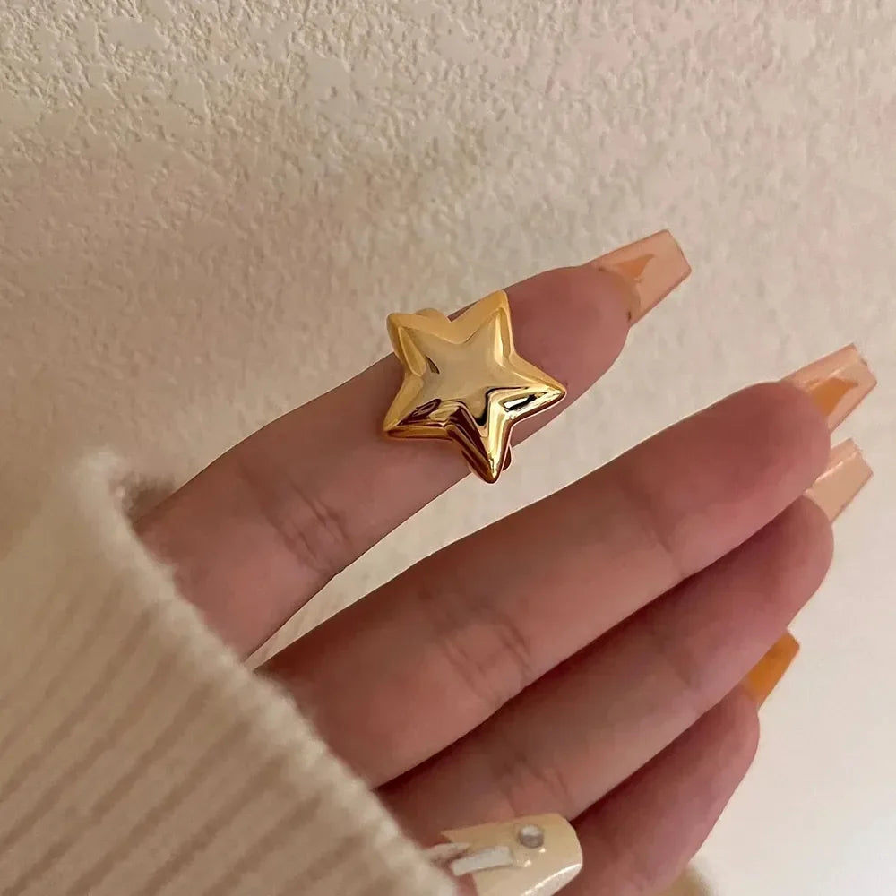 18K Gold-Plated Stainless Steel Star Ring - VAleG