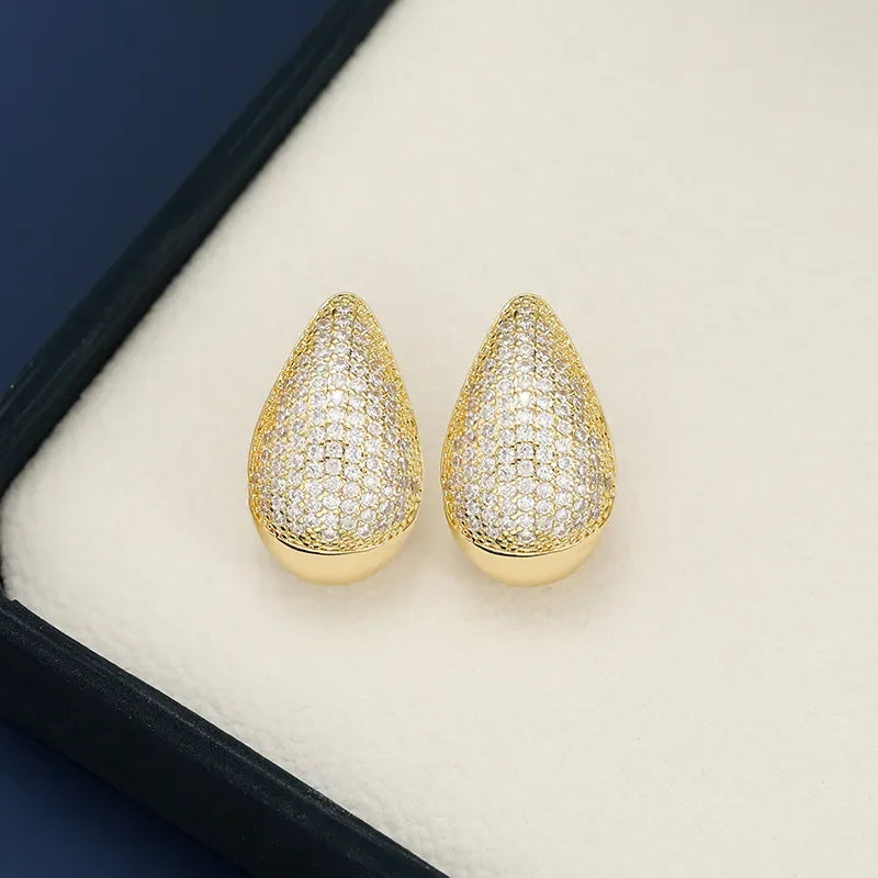 18K Gold-Plated Zircon Teardrop Earring - VAleG
