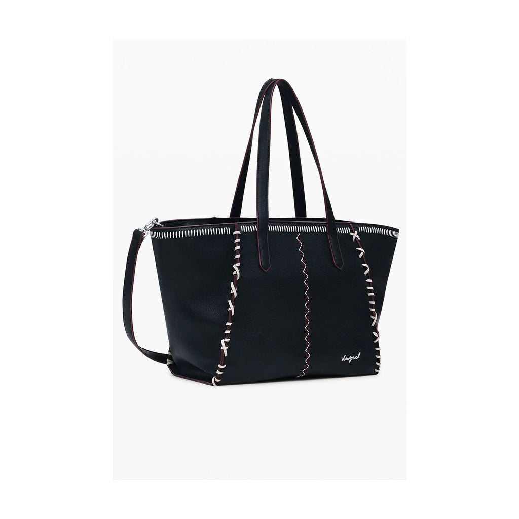 DESIGUAL Borsa Donna a Spalla Nera, Manhattan Pespuntes Guimar