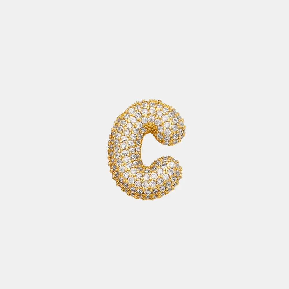 Inlaid Zircon Bubble Initial Necklace - VAleG