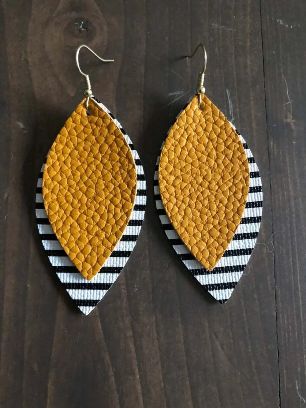 PU Leather Leaf Dangle Earrings - VAleG