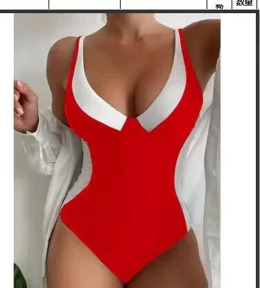 One Piece Swimsuit Sexy Belly Contracting V-neck Swimsuit Sports - VAleG