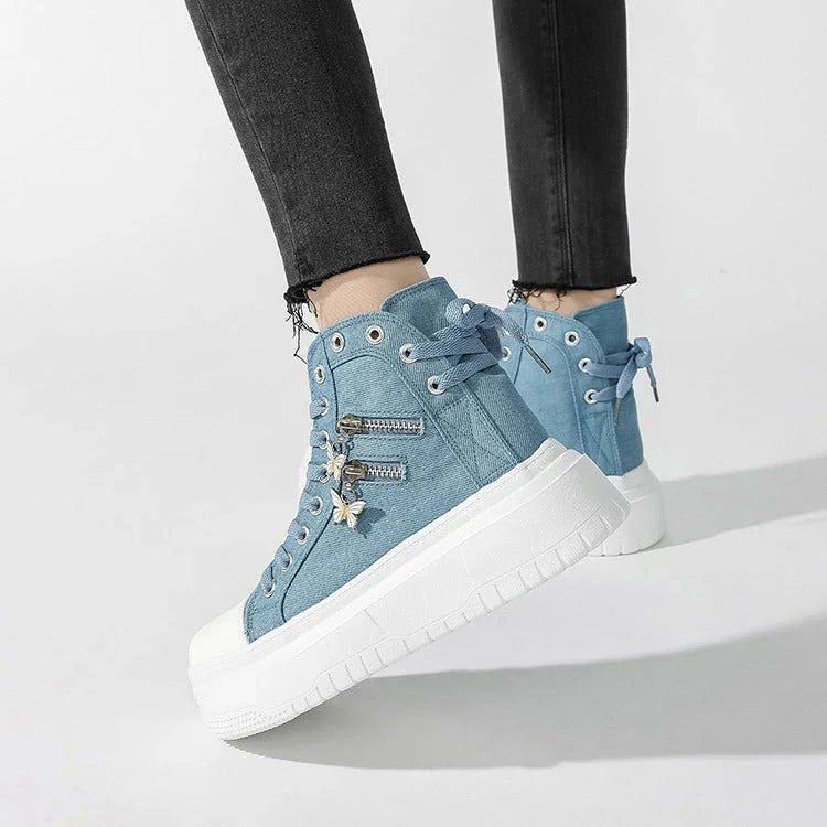 New Outdoor All-matching Butterfly Zipper Canvas Shoes - VAleG
