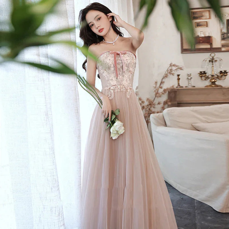 Elegant Tube Lace Sequined Ball Gown Pageantry Gown Prom gown - VAleG