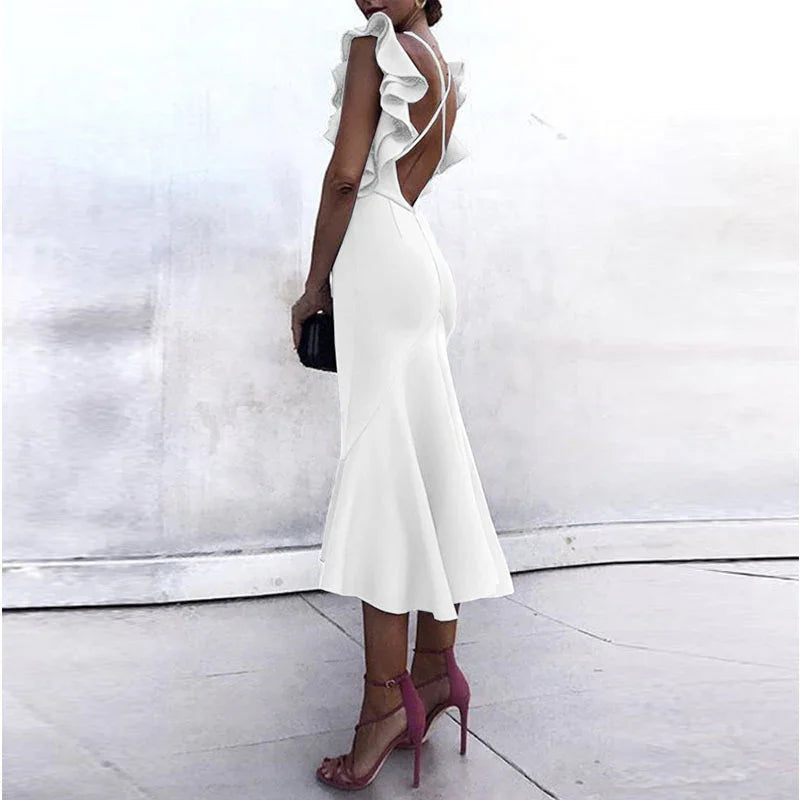 V-neck backless pencil skirt - VAleG