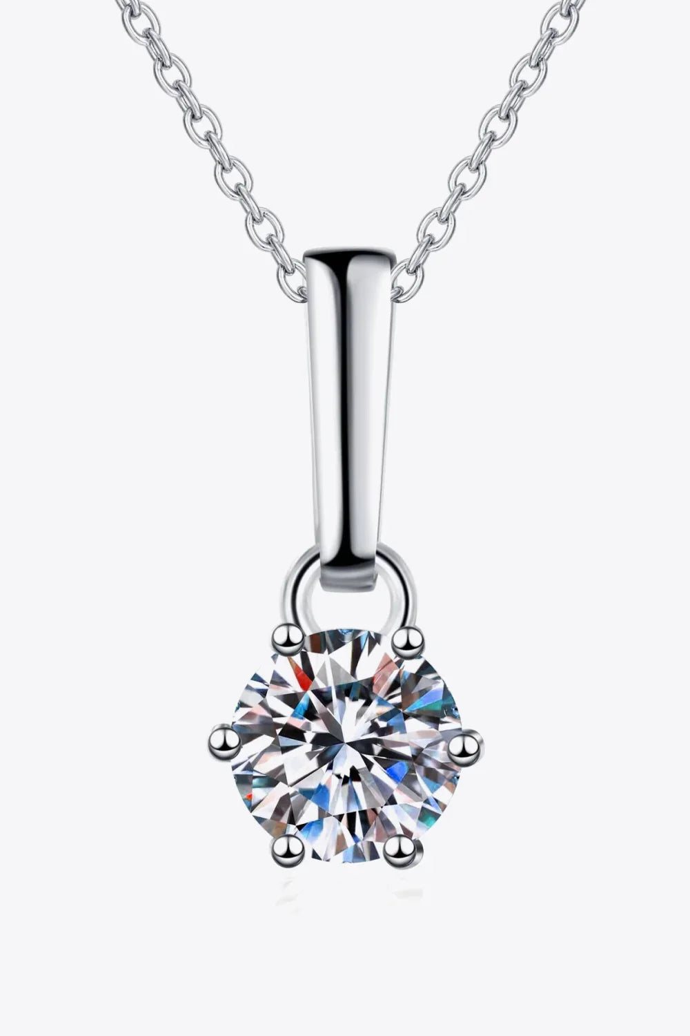1 Carat Moissanite 925 Sterling Silver Chain-Link Necklace - VAleG