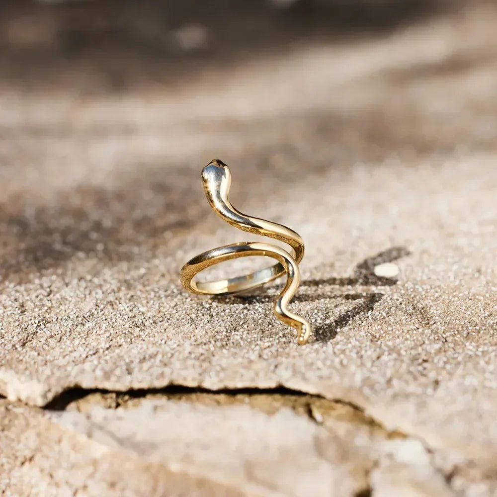 Snake Shape 18K Gold-Plated Bypass Ring - VAleG