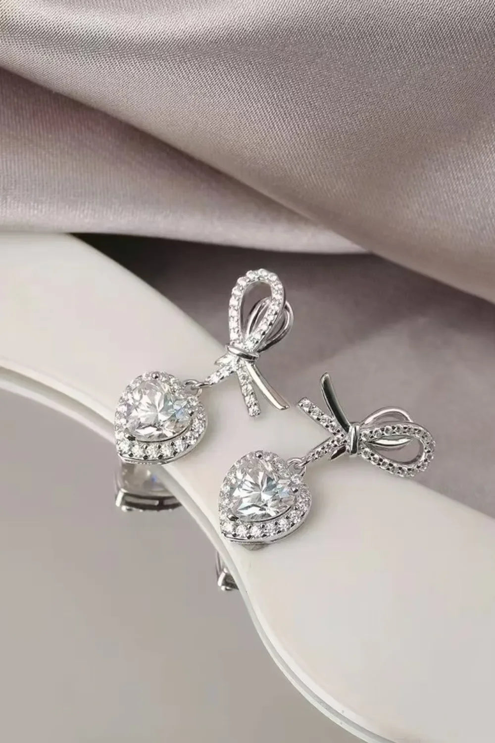 2 Carat Moissanite 925 Sterling Silver Heart Earrings - VAleG