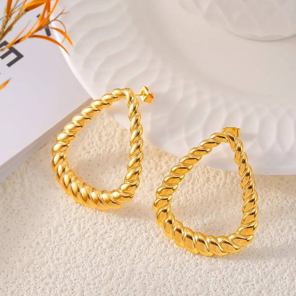 18K Gold-Plated Twisted Earrings - VAleG