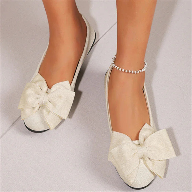 New Bowknot Flats Shoes Fashion Casual Round Toe Slip-on Shoes Loafers For Women - VAleG