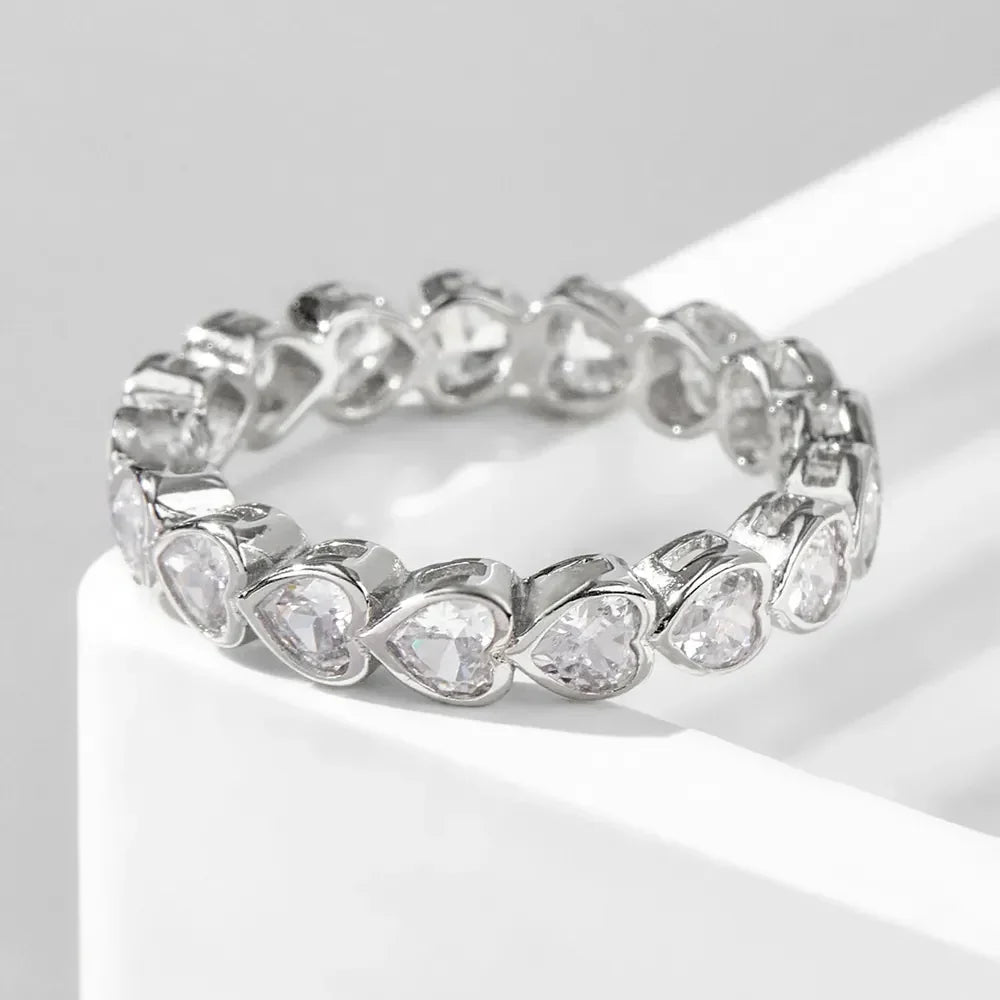 925 Sterling Silver Zircon Heart Ring - VAleG