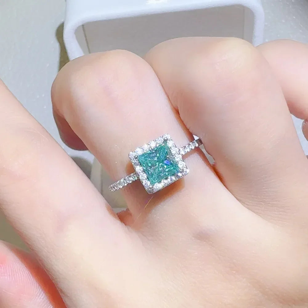 2 Carat 925 Sterling Silver Moissanite Square Shape Ring - VAleG