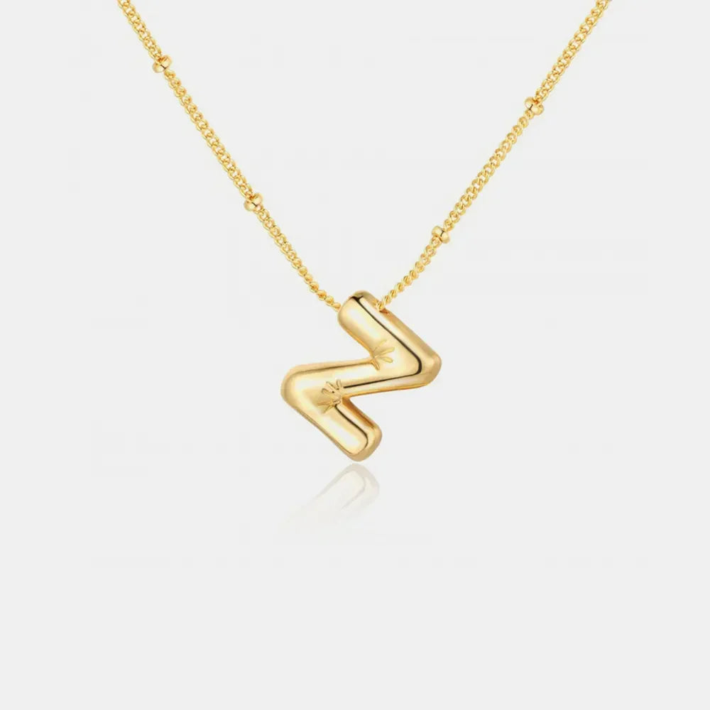 Gold-Plated Bubble Initial Necklace - VAleG