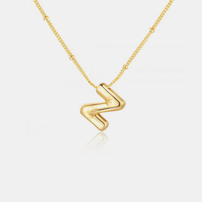 Gold-Plated Bubble Initial Necklace - VAleG