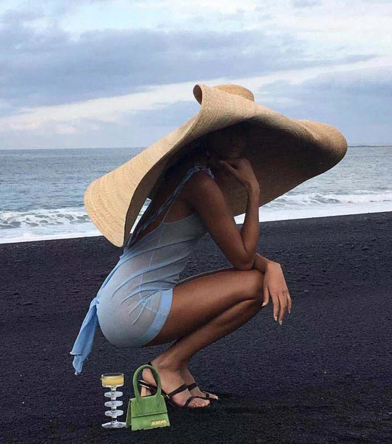 Foldable Beach Straw Oversized Sun Hat - VAleG