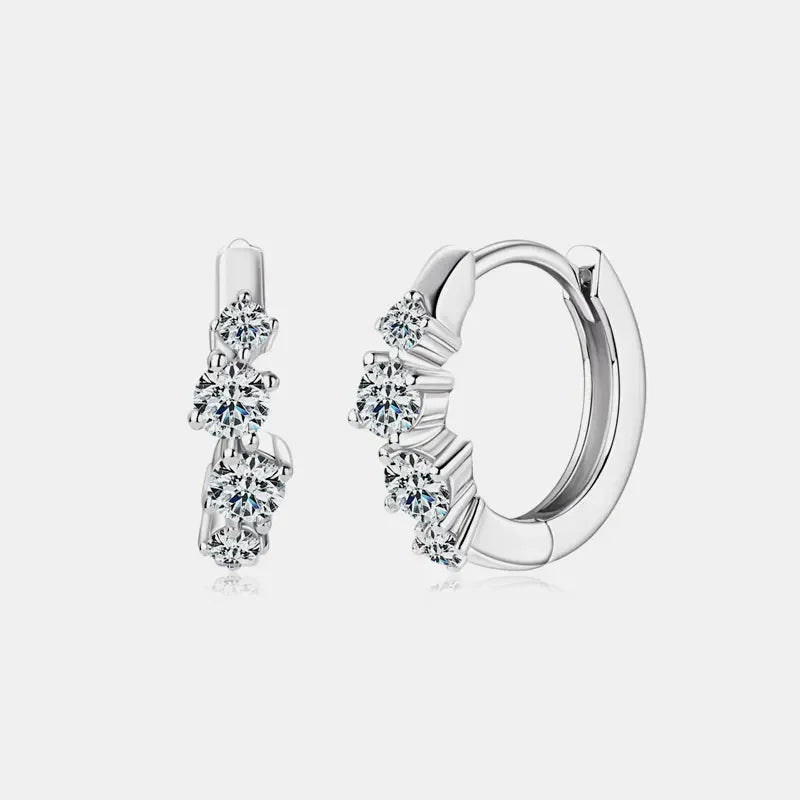 925 Sterling Silver Moissanite Huggie Earrings - VAleG