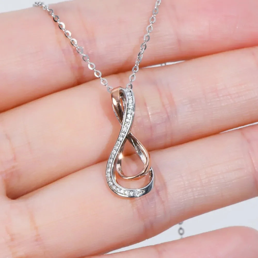 925 Sterling Silver Inlaid Moissanite Infinity Pendant Necklace - VAleG
