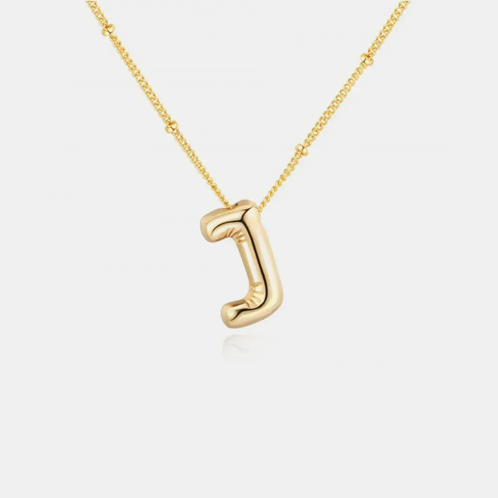 Gold-Plated Bubble Initial Necklace - VAleG