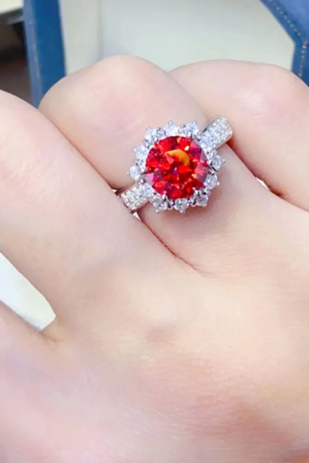 2 Carat Moissanite 925 Sterling Silver Halo Ring - VAleG