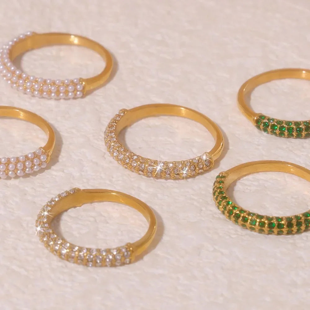 18K Gold-Plated Inlaid Zircon Ring - VAleG