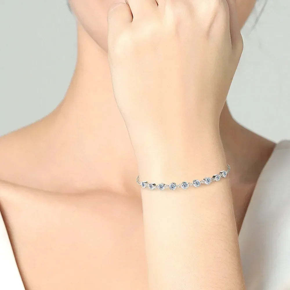 Inlaid Moissanite 925 Sterling Silver Bracelet - VAleG