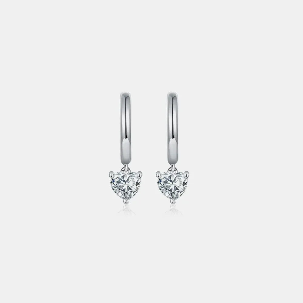 1 Carat Moissanite 925 Sterling Silver Heart Earrings - VAleG