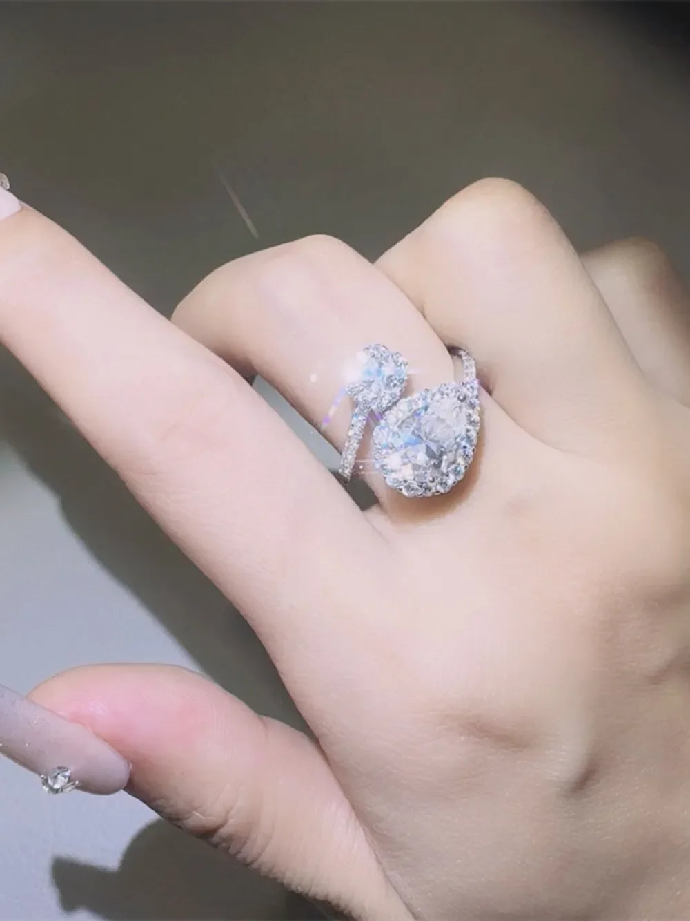 2 Carat Moissanite 925 Sterling Silver Bypass Ring - VAleG