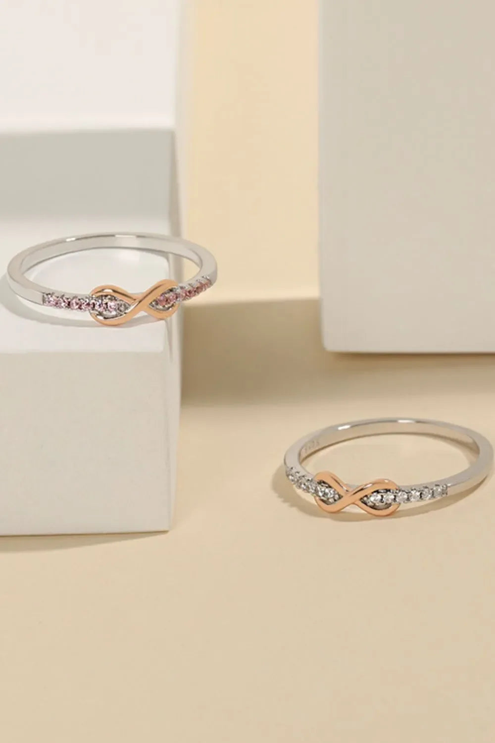 925 Sterling Silver Inlaid Zircon Infinity Symbol Ring - VAleG